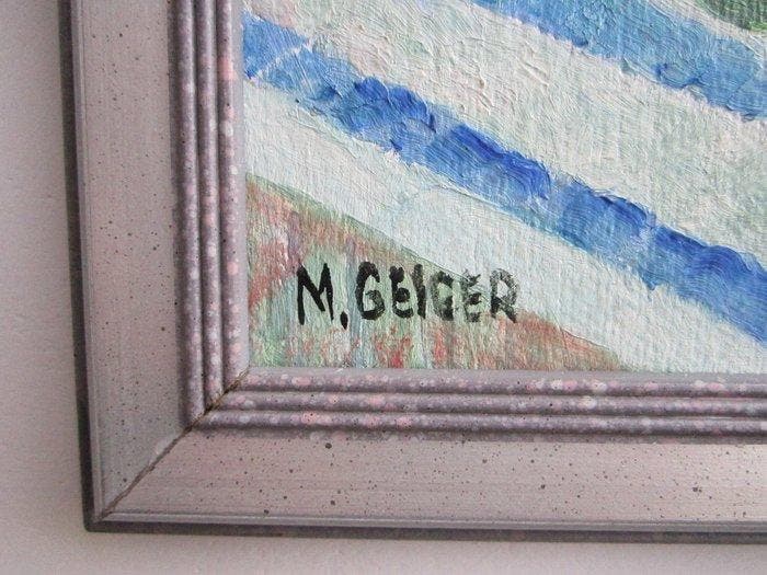 M.Geiger - Blumen in blauer Vase 147, Antiquités & Art, Art | Peinture | Moderne