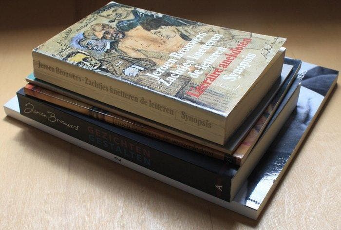 Jeroen Brouwers - Lot met 5 boeken waarvan 1 gesigneerd -, Antiquités & Art, Antiquités | Livres & Manuscrits