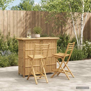 vidaXL Buitenbar tafel en krukken 3 st Naturel Bamboe, Verzenden, Nieuw
