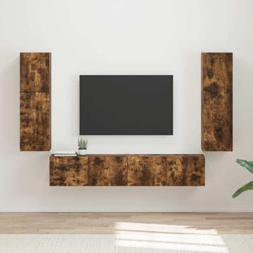 vidaXL Tv-meubelset 4 st Rook Eiken Bewerkt hout, Verzenden