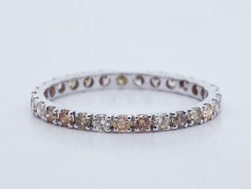 Zonder minimumprijs - Ring - 14 karaat Witgoud - 0.87ct. tw., Handtassen en Accessoires, Ringen, Nieuw