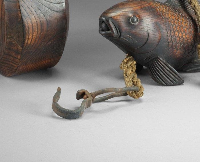 Crochet suspendu pour pot avec carpe et crochet de pot -, Antiquités & Art, Antiquités | Autres Antiquités