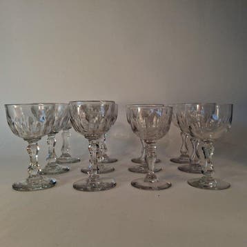 Val Saint Lambert, stijl - Verre à vin (12) - Olivier -, Antiquités & Art