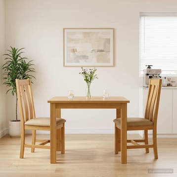 vidaXL Eetkamerstoel 2 pcs Massief Eikenhout Beige 45 x 54 x, Verzenden, Nieuw