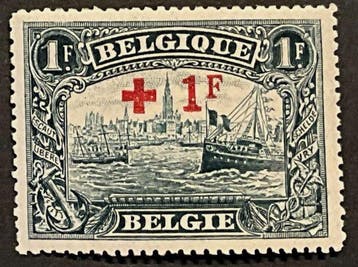 België 1918 - Rode Kruis met rode opdruk : 2 grote waarden, Gestempeld