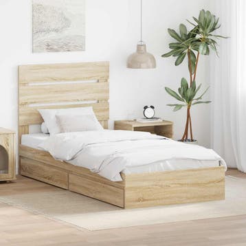 vidaXL Opbergbed met lade Sonoma Eik 70 x 190 cm Bewerkt, Verzenden
