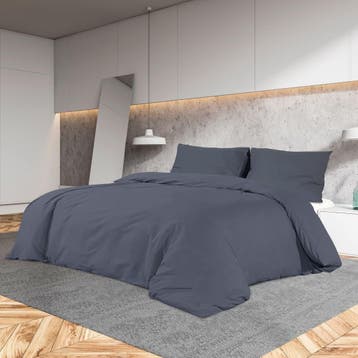 vidaXL Dekbedovertrekset 140x200 cm katoen antracietkleurig, Huis en Inrichting, Slaapkamer | Beddengoed, Verzenden, Nieuw