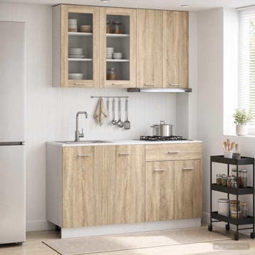 vidaXL Keukenblok LYON 4 st Sonoma Eiken Bewerkt hout, Verzenden, Nieuw
