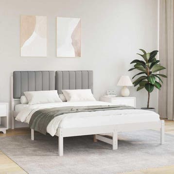 vidaXL Bedframe met Gevoerde Hoofdbord Lichtgrijs 140 x 200, Verzenden, Nieuw