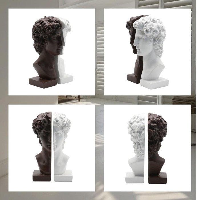 sculptuur, David Head Bookends – Classical Renaissance, Antiquités & Art, Curiosités & Brocante