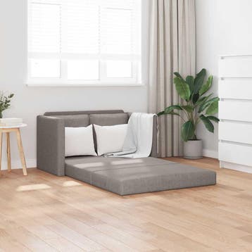 vidaXL Slaapbank vloermodel 2-in-1 112x174x55 cm stof taupe, Verzenden