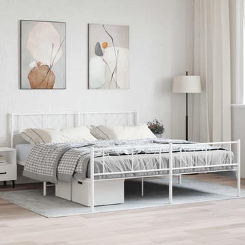 vidaXL Bedframe met hoofd- en voeteneinde metaal wit 180x200, Huis en Inrichting, Slaapkamer | Bedden, Verzenden, Nieuw