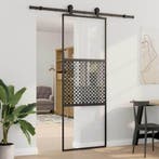 vidaXL Glazen deur Fretwerk Zwart 76 x 2 x 205 cm Aluminium, Doe-het-zelf en Bouw, Verzenden, Nieuw
