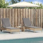 vidaXL Ligstoelen 2 st met kussens poly rattan beige, Tuin en Terras, Verzenden, Nieuw