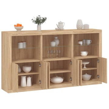 vidaXL Dressoir met LED-verlichting 181,5x37x100 cm sonoma, Verzenden
