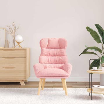 vidaXL Fauteuil Roze 69 x 74 x 93 cm Sherpa Stof, Verzenden