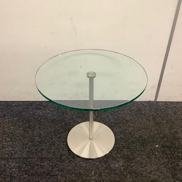 glazen bijzet tafel, (hxb) 40x45 cm, Metaform Bon, Huis en Inrichting, Gebruikt