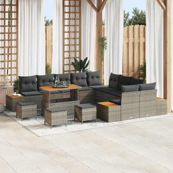vidaXL Tuinbank Set 14 st 13-Aantal zitplaatsen Grijs Poly, Verzenden