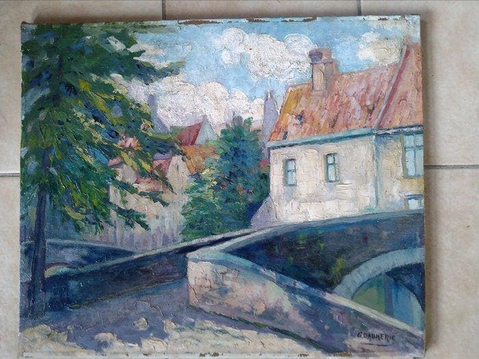 Georges Daumerie (1879-1955) - Zicht te Brugge, Antiquités & Art, Art | Peinture | Classique