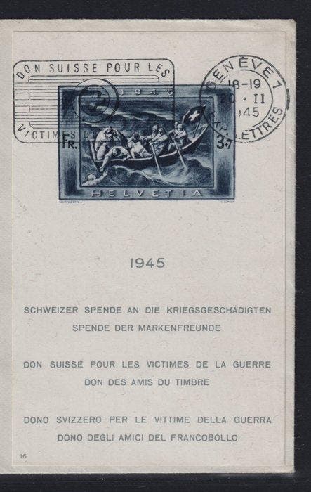 Zwitserland 1945 - Zwitserland Bl. 11, blok, Timbres & Monnaies, Timbres | Europe | Belgique