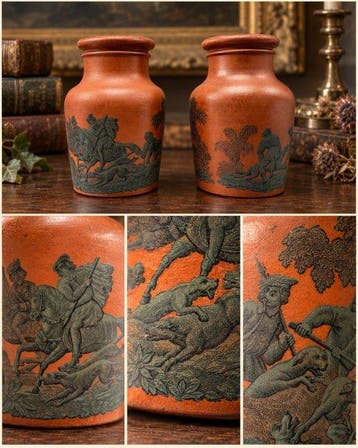 Pot (2) - Aardewerk - Engelse Prattware potten