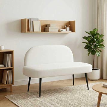 vidaXL Gevuld bankje met rugleuning Wit 110 x 60 x 76 cm, Verzenden, Nieuw