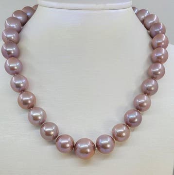 Halsketting - 14 karaat Witgoud - 13x16 mm Edison Pearls, Nieuw