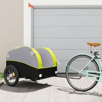 vidaXL Fietstrailer 45 kg ijzer zwart en groen, Fietsen en Brommers, Verzenden, Nieuw