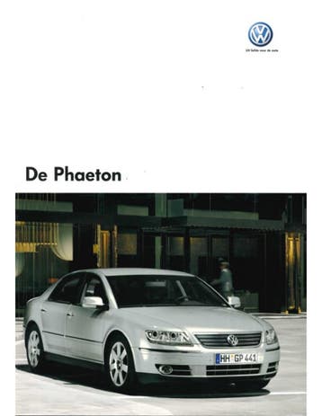 2005 VOLKSWAGEN PHAETON BROCHURE NEDERLANDS, Ophalen of Verzenden
