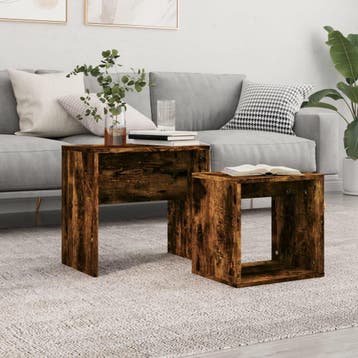 vidaXL 2-delige Tafeltjesset bewerkt hout gerookt, Verzenden