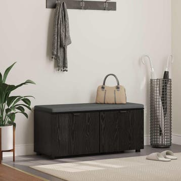 vidaXL Hallenbank Zwarte Eik 100 x 38 x 46 cm Geengineerd, Verzenden, Nieuw