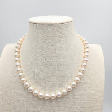 Halsketting Zilver Parel - Akoya 9,5 mm 18in, Nieuw