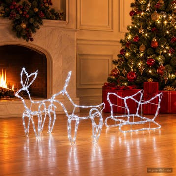 vidaXL Hert en slee kerstdecoratie LOVIISA 240 LEDs Koudwit, Diversen, Verzenden, Nieuw