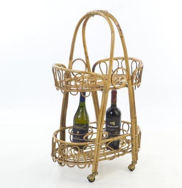 Serveerwagen - huisbar - Bamboe - Vintage Cocktailwagen