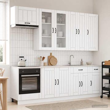 vidaXL Keukenblok LUCCA 8 st Wit Bewerkt hout, Verzenden, Nieuw