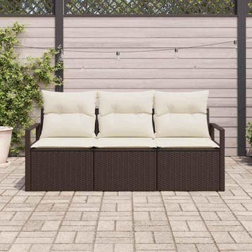 vidaXL Bankstel 3 pcs Bruin poly rattan, Verzenden