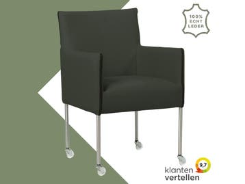Leren eetkamerstoel More - Toledo Verde (donkergroen) -, Huis en Inrichting, Overige kleuren, Bohemian, Industrieel, Modern, Scandinavisch