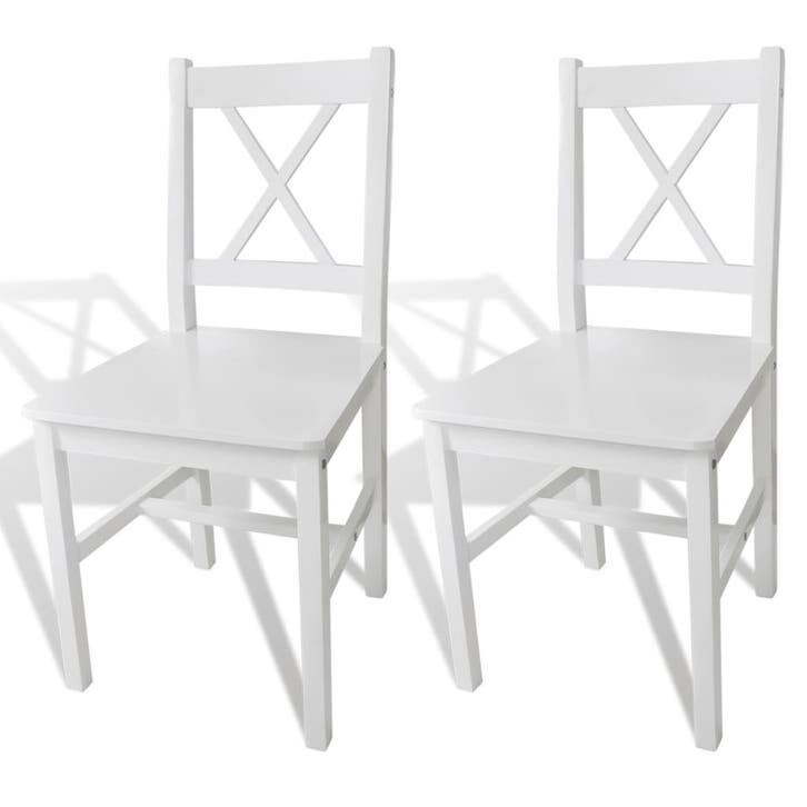 Grenen Eetkamerstoelen Wit (2 st) | Retour Deal | 56% Kor..., Huis en Inrichting, Stoelen, Nieuw, Verzenden