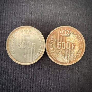 België. 500 Francs België – Boudewijn I – 2 × 500 frank 1990