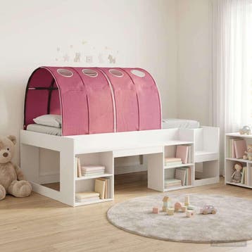 vidaXL Bed met Tunnel 4 pcs Wit en Rood Bewerkt hout, Huis en Inrichting, Slaapkamer | Bedden, Verzenden, Nieuw