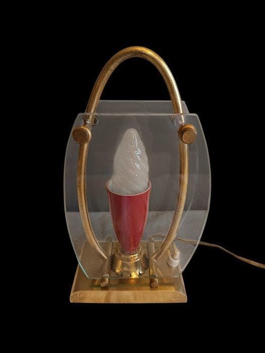 Tafellamp - Messing, Glas, Aluminium, Antiek en Kunst, Kunst | Designobjecten