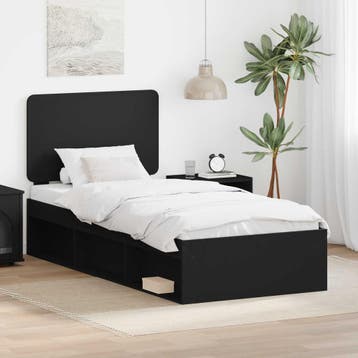 vidaXL Bedframe met hoofdeinde Zwart 90 x 200 cm Massief, Verzenden, Nieuw