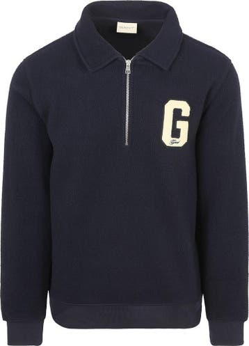 Gant Halfzip Trui Fleece Navy maat Maat 52/54 (L) Heren, Maat 52/54 (L), GANT, Nieuw, Verzenden