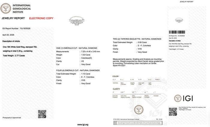 Ring - 18 karaat Witgoud - 2.77ct. tw. Diamant (Natuurlijk), Handtassen en Accessoires, Ringen
