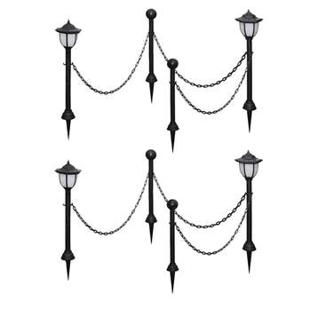 vidaXL Solarlampen 4 st met hekwerk en palen, Tuin en Terras, Verzenden, Nieuw