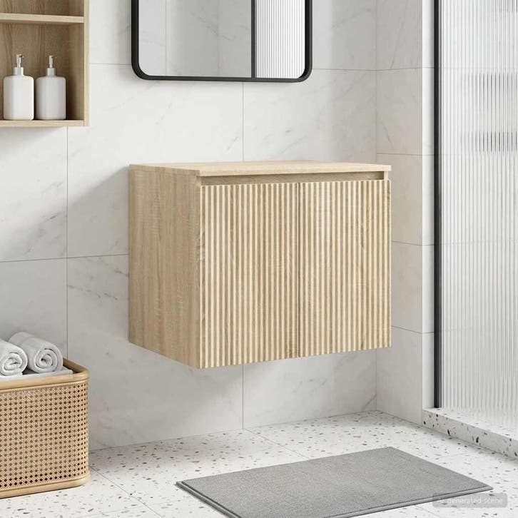 vidaXL Wandgemonteerde Badkamerkast Sonoma Eiken 62,5 x 44,5, Huis en Inrichting, Tafels | Kaptafels, Nieuw, Verzenden