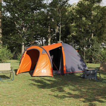 vidaXL Koepeltent Koepel met dak Grijs en Oranje 384 x 254 x, Caravans en Kamperen, Verzenden, Nieuw