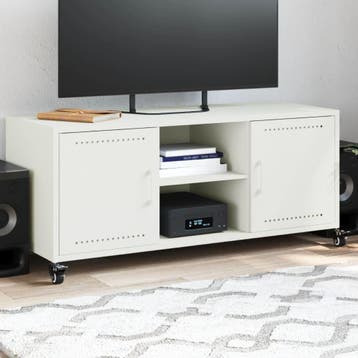 vidaXL Tv-meubel 100,5x39x43,5 cm staal wit, Verzenden, Nieuw