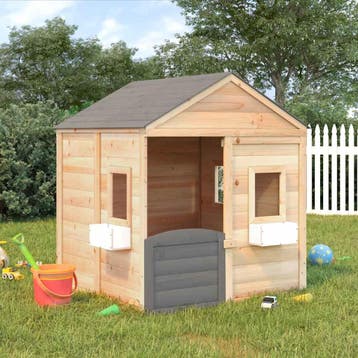 vidaXL Speelhuis met afsluitbare deur en bloempotten massief, Kinderen en Baby's, Verzenden, Nieuw