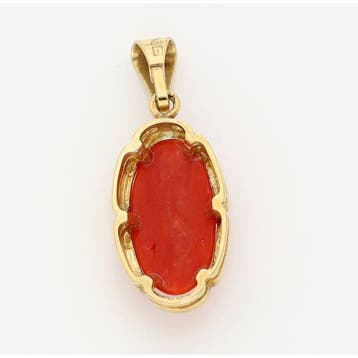 Pendentif - 14 carats Or jaune Corail rouge